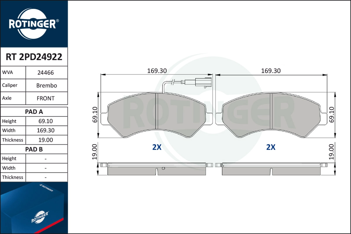 Brake Pad Set, disc brake (RT 2PD24922)