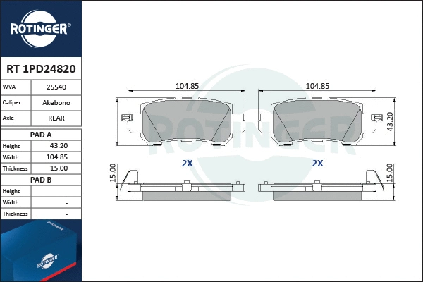 Brake Pad Set, disc brake (RT 1PD24820)