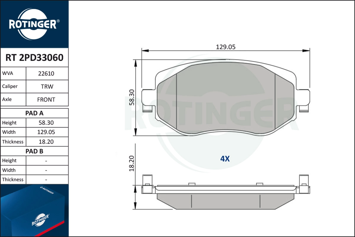 Brake Pad Set, disc brake (RT 2PD33060)