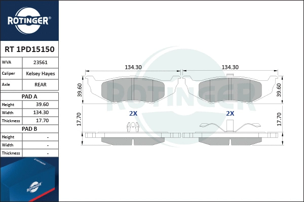Brake Pad Set, disc brake (RT 1PD15150)