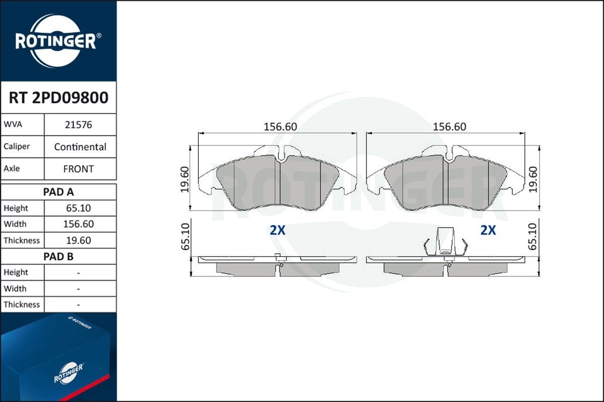Brake Pad Set, disc brake (RT 2PD09800)