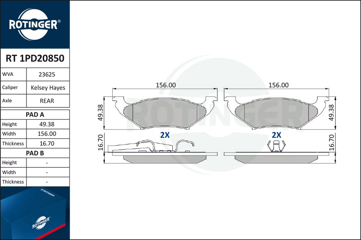 Brake Pad Set, disc brake (RT 1PD20850)