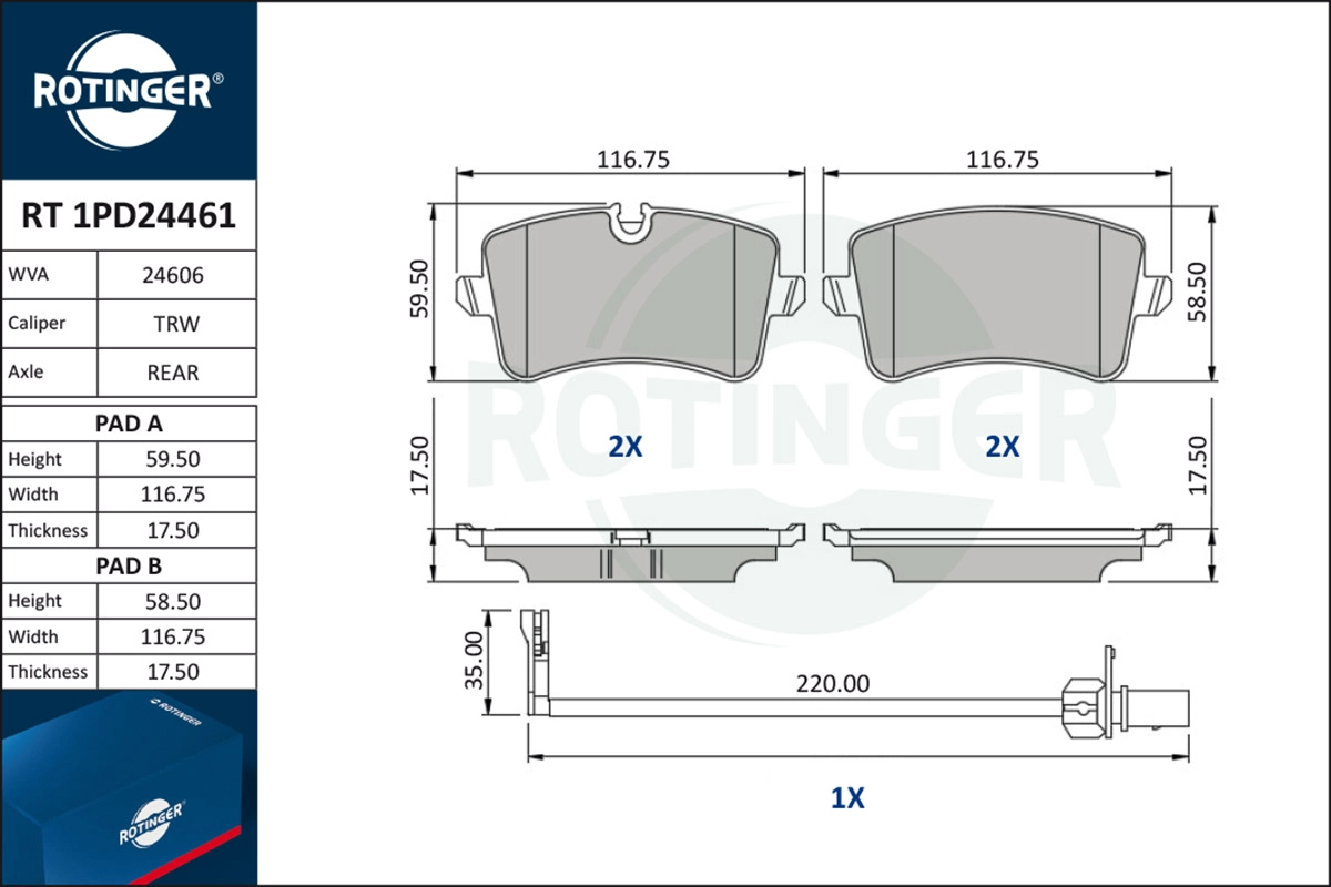 Brake Pad Set, disc brake (RT 1PD24461)