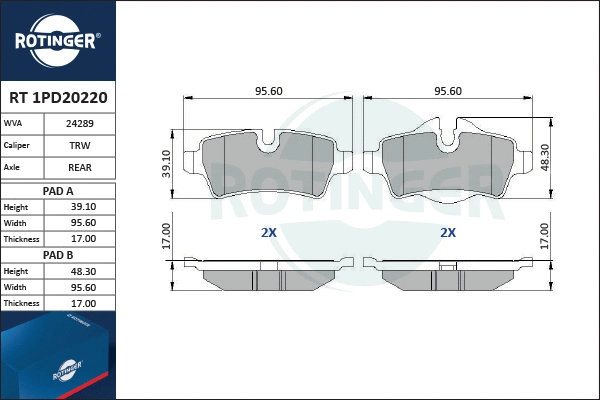 Brake Pad Set, disc brake (RT 1PD20220)