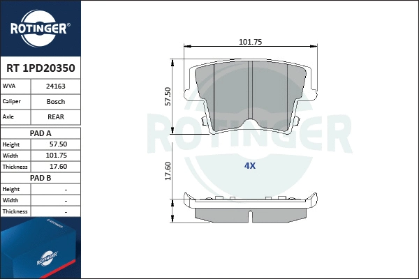 Brake Pad Set, disc brake (RT 1PD20350)