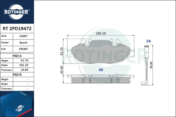 Brake Pad Set, disc brake (RT 2PD19472)