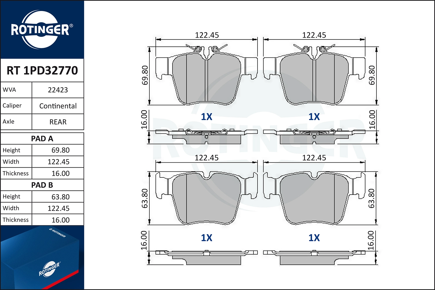 Brake Pad Set, disc brake (RT 1PD32770)