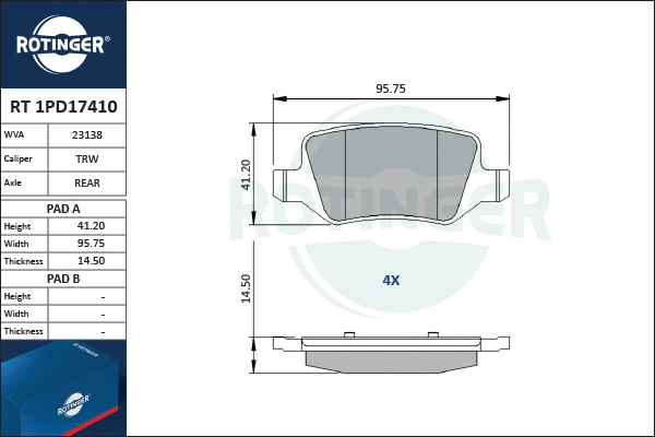 Brake Pad Set, disc brake (RT 1PD17410)