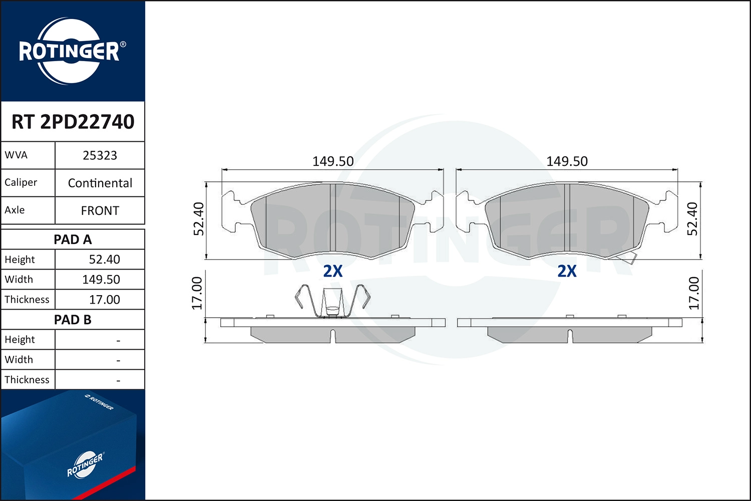 Brake Pad Set, disc brake (RT 2PD22740)
