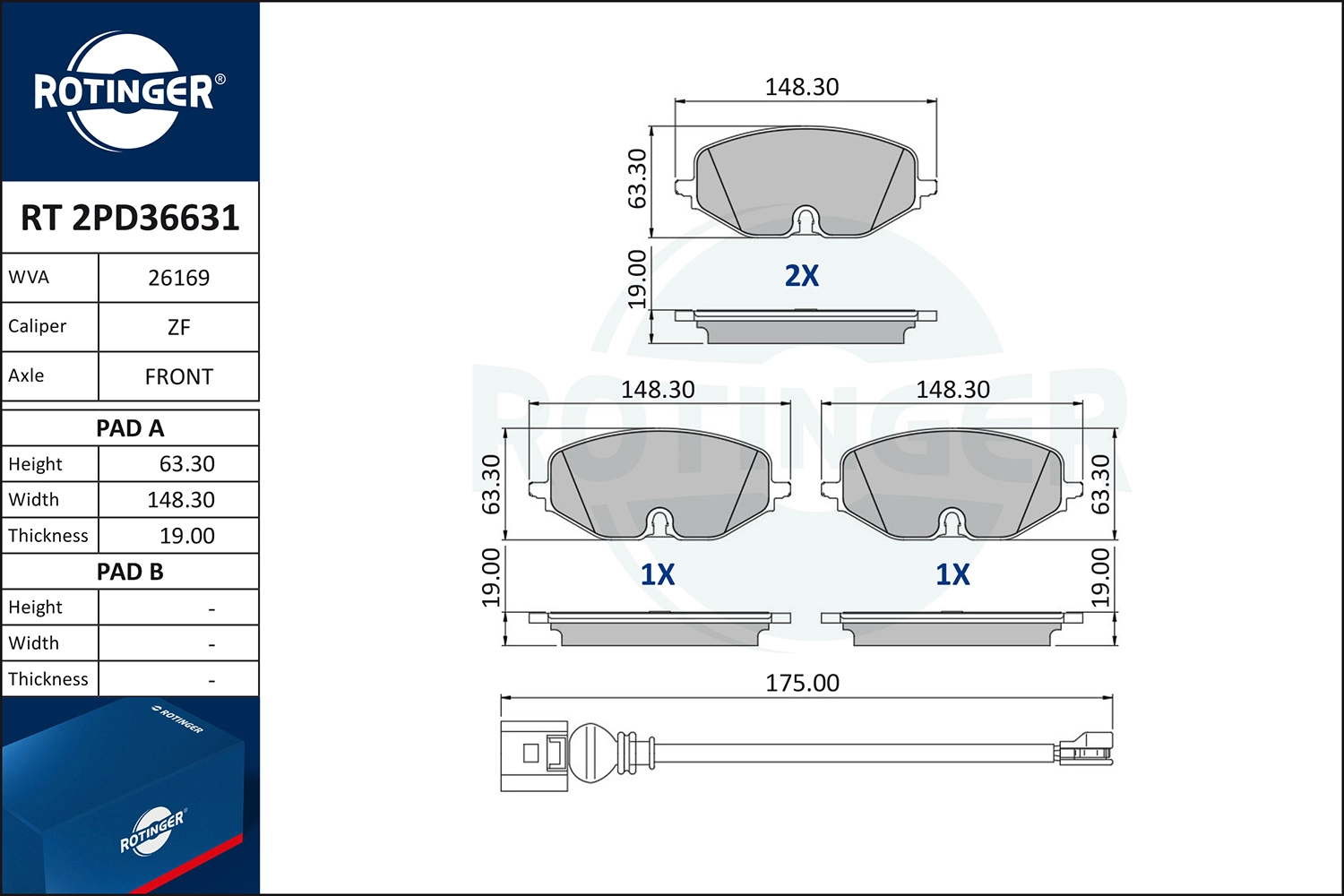 Brake Pad Set, disc brake (RT 2PD36631)