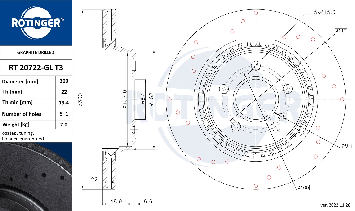 Brake Disc (RT 20722-GL T3)