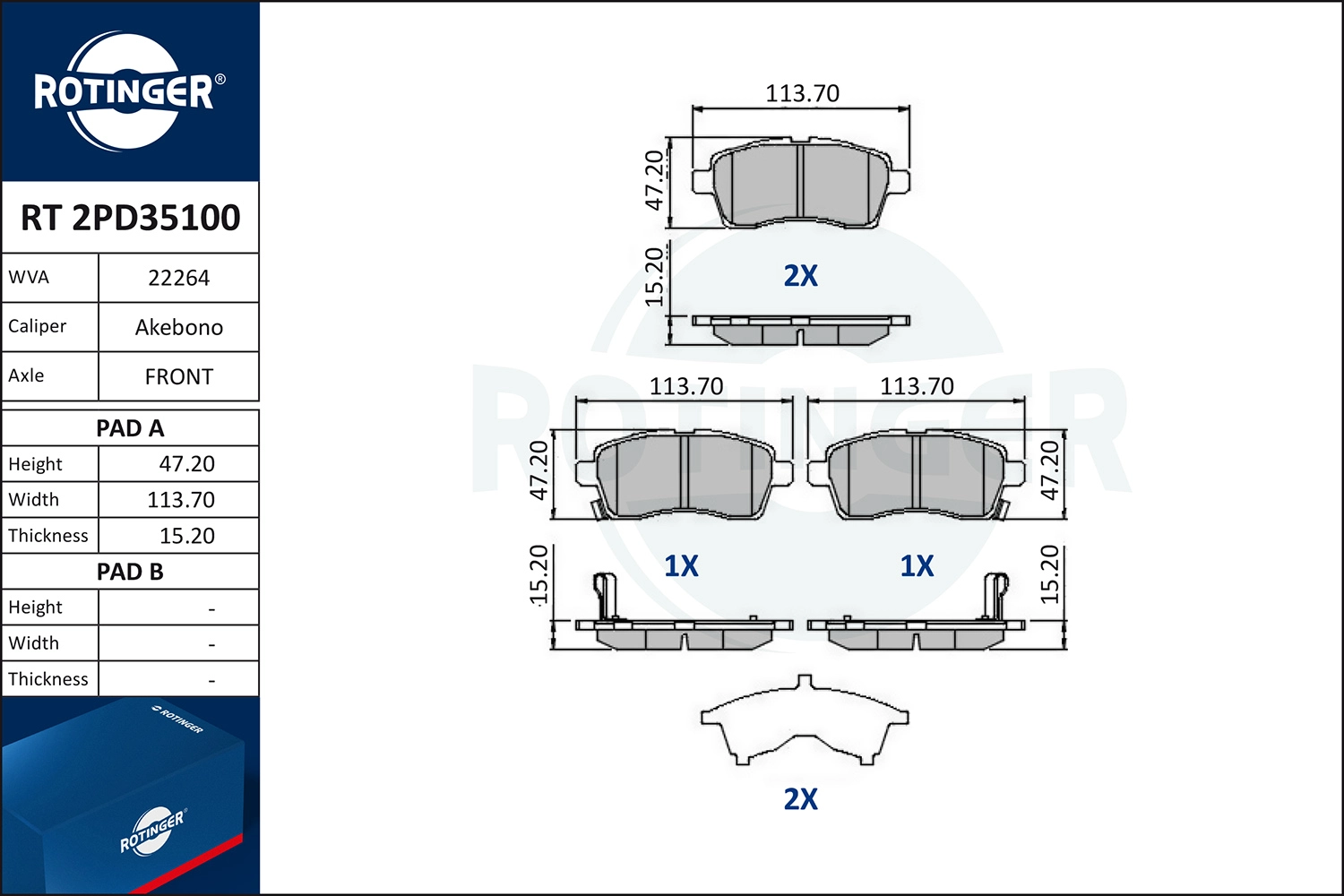 Brake Pad Set, disc brake (RT 2PD35100)
