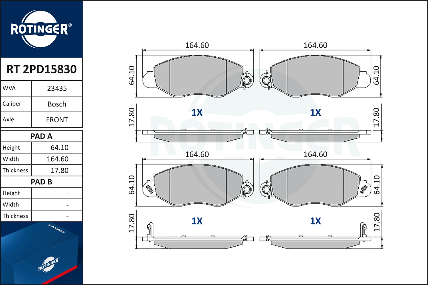 Brake Pad Set, disc brake (RT 2PD15830)