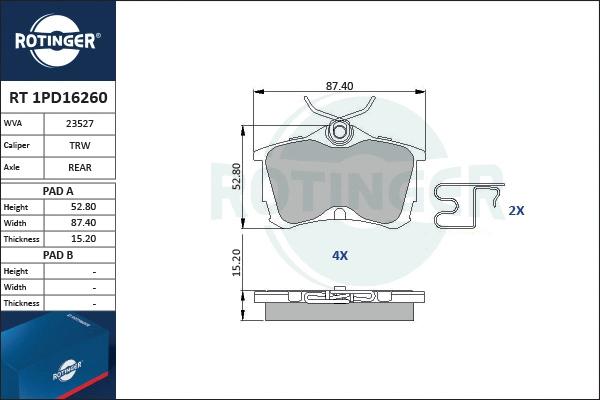 Brake Pad Set, disc brake (RT 1PD16260)