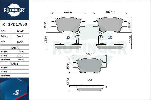Brake Pad Set, disc brake (RT 1PD17850)