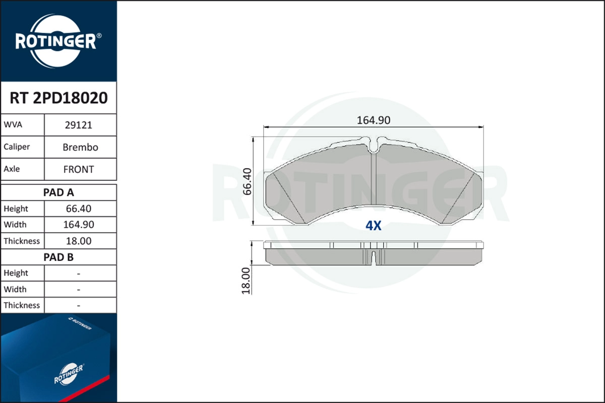Brake Pad Set, disc brake (RT 2PD18020)