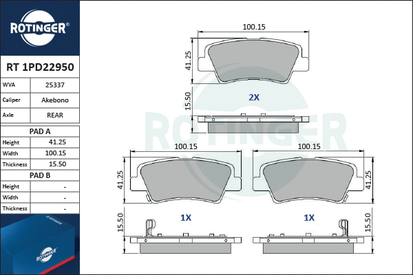 Brake Pad Set, disc brake (RT 1PD22950)