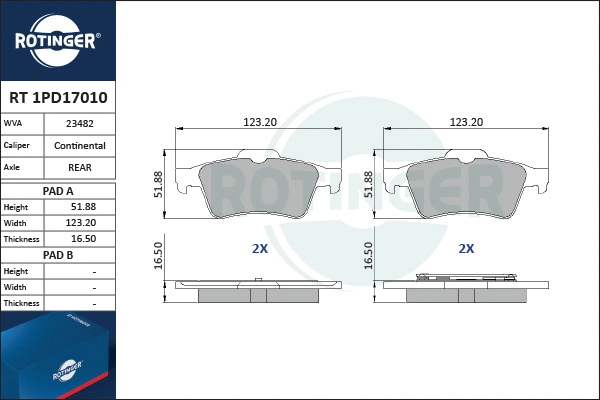 Brake Pad Set, disc brake (RT 1PD17010)