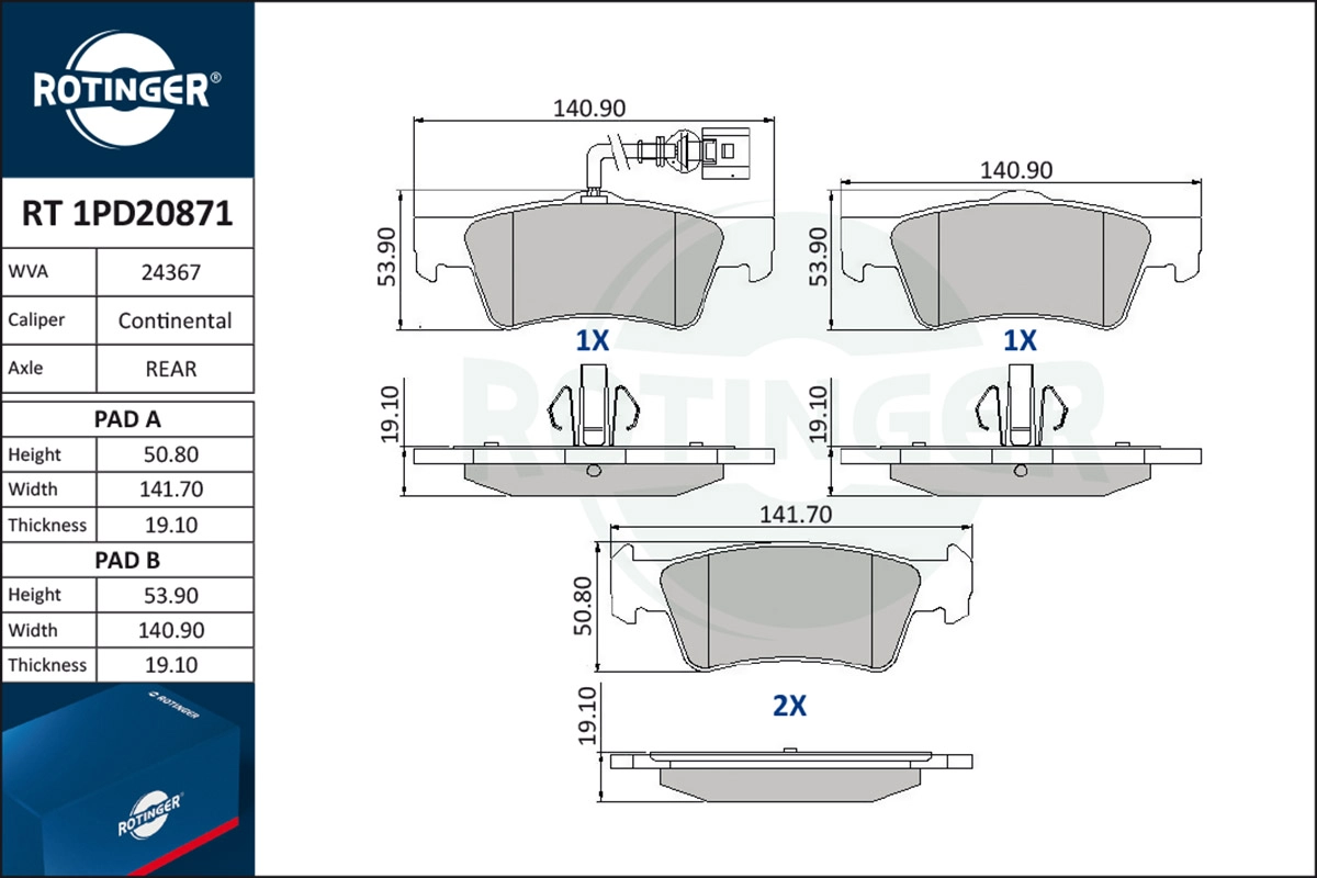 Brake Pad Set, disc brake (RT 1PD20871)