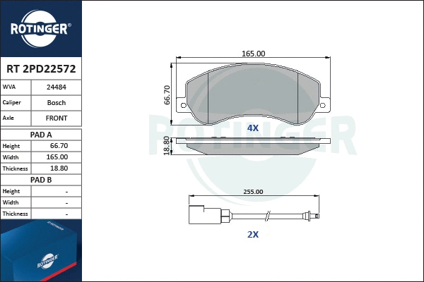 Brake Pad Set, disc brake (RT 2PD22572)