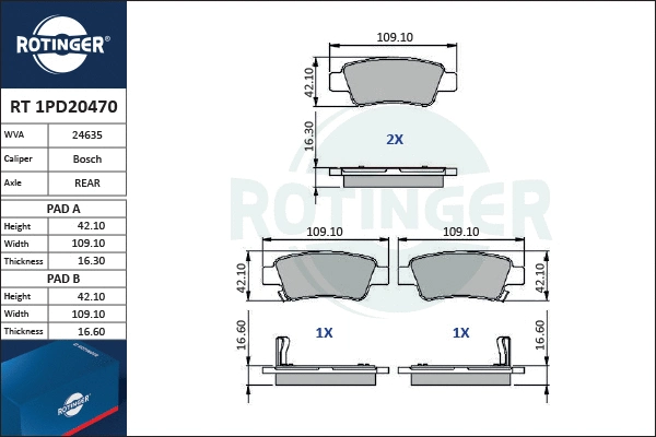 Brake Pad Set, disc brake (RT 1PD20470)