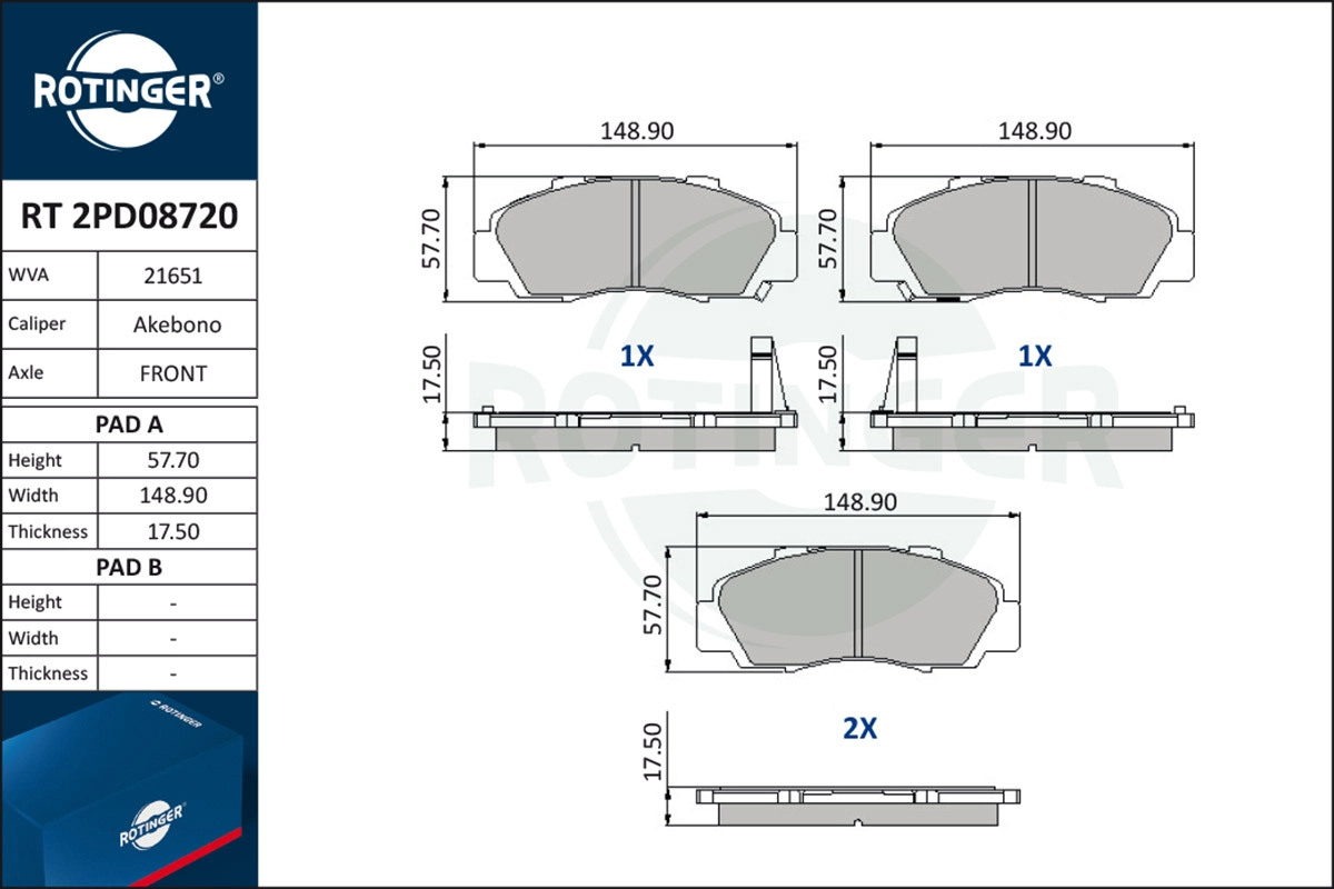 Brake Pad Set, disc brake (RT 2PD08720)