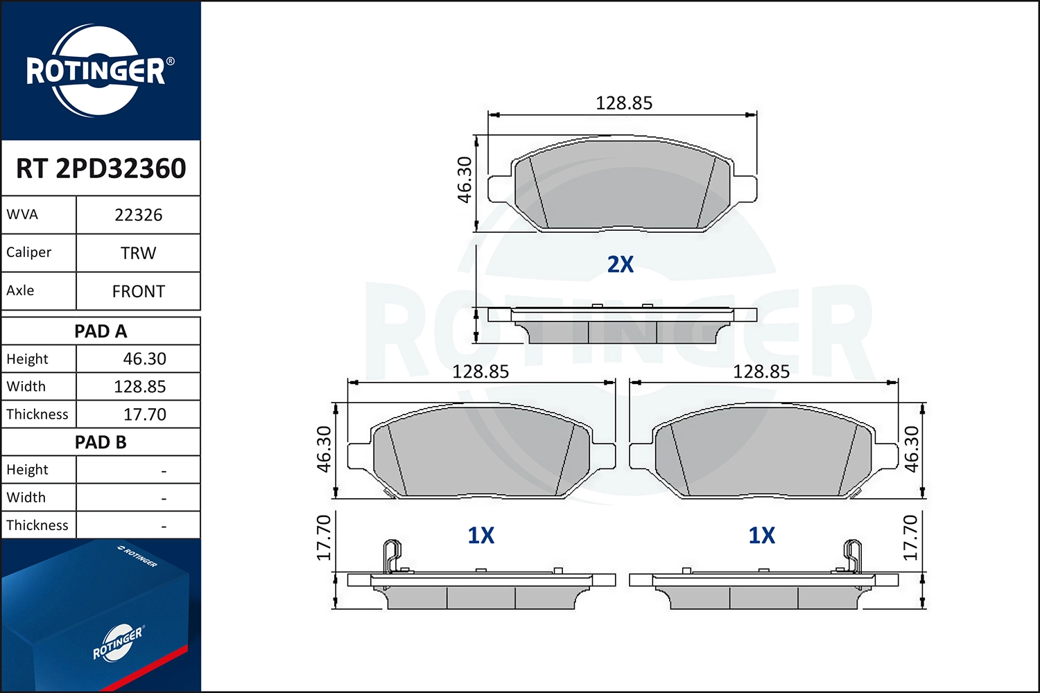 Brake Pad Set, disc brake (RT 2PD32360)