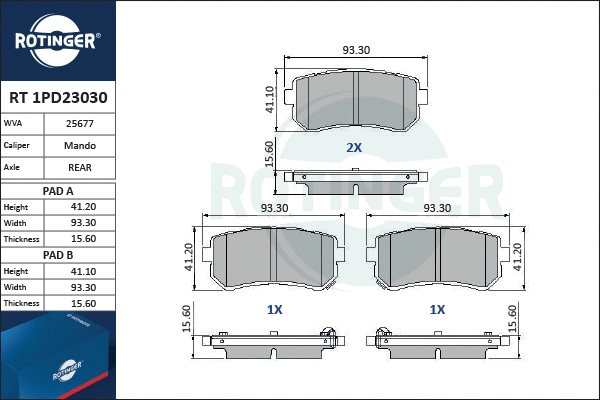 Brake Pad Set, disc brake (RT 1PD23030)
