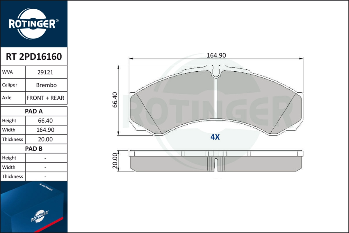 Brake Pad Set, disc brake (RT 2PD16160)