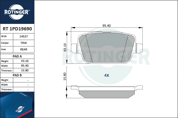 Brake Pad Set, disc brake (RT 1PD19690)
