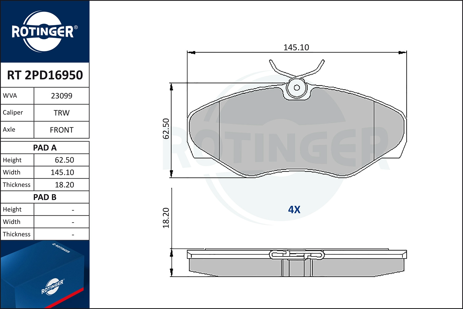 Brake Pad Set, disc brake (RT 2PD16950)