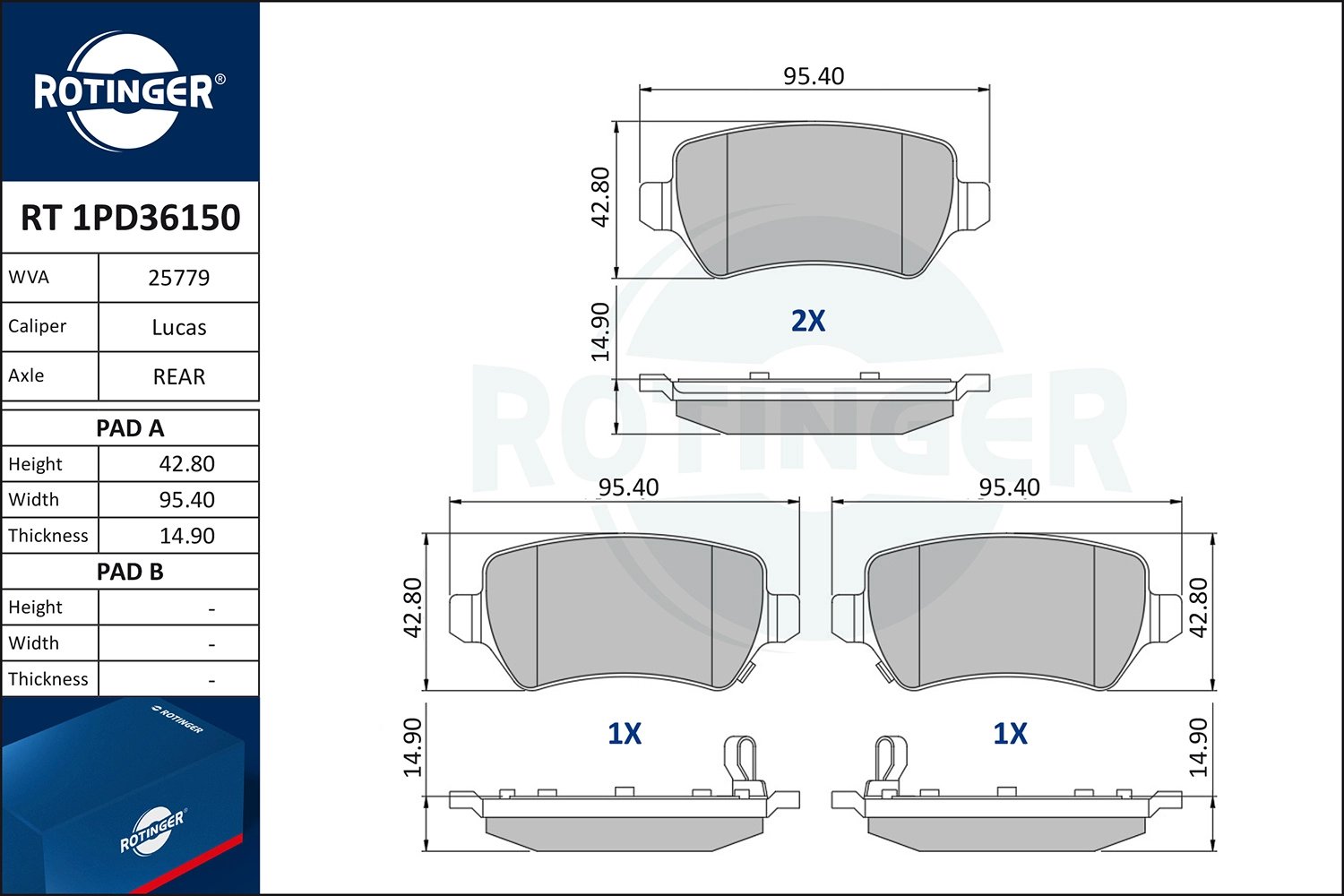 Brake Pad Set, disc brake (RT 1PD36150)