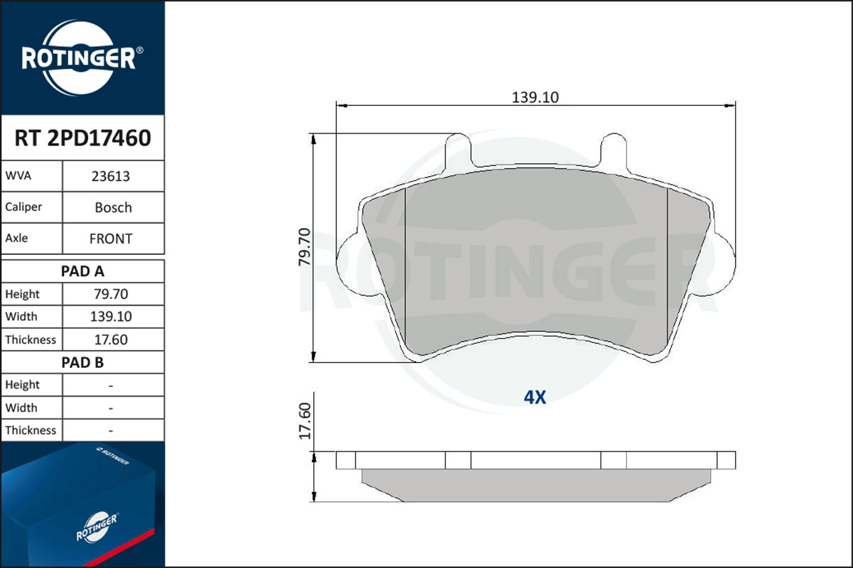 Brake Pad Set, disc brake (RT 2PD17460)