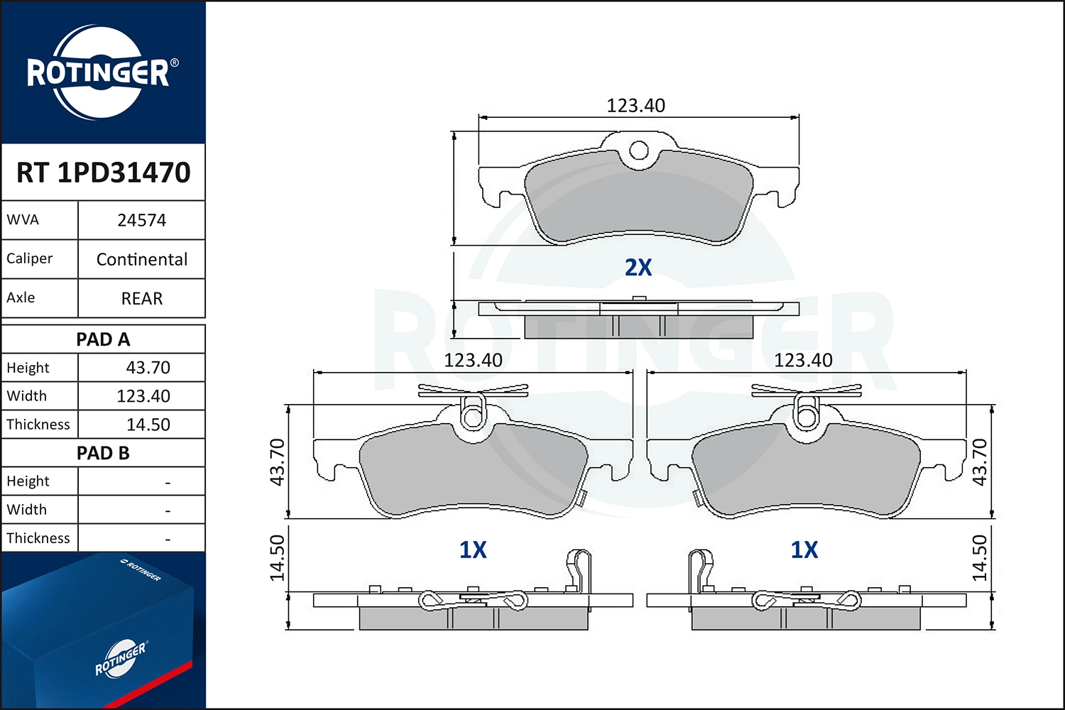 Brake Pad Set, disc brake (RT 1PD31470)