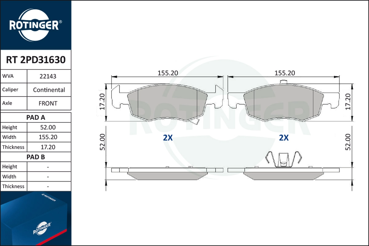 Brake Pad Set, disc brake (RT 2PD31630)