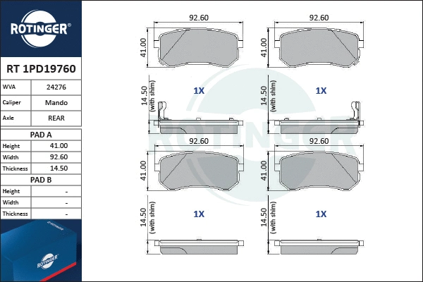 Brake Pad Set, disc brake (RT 1PD19760)