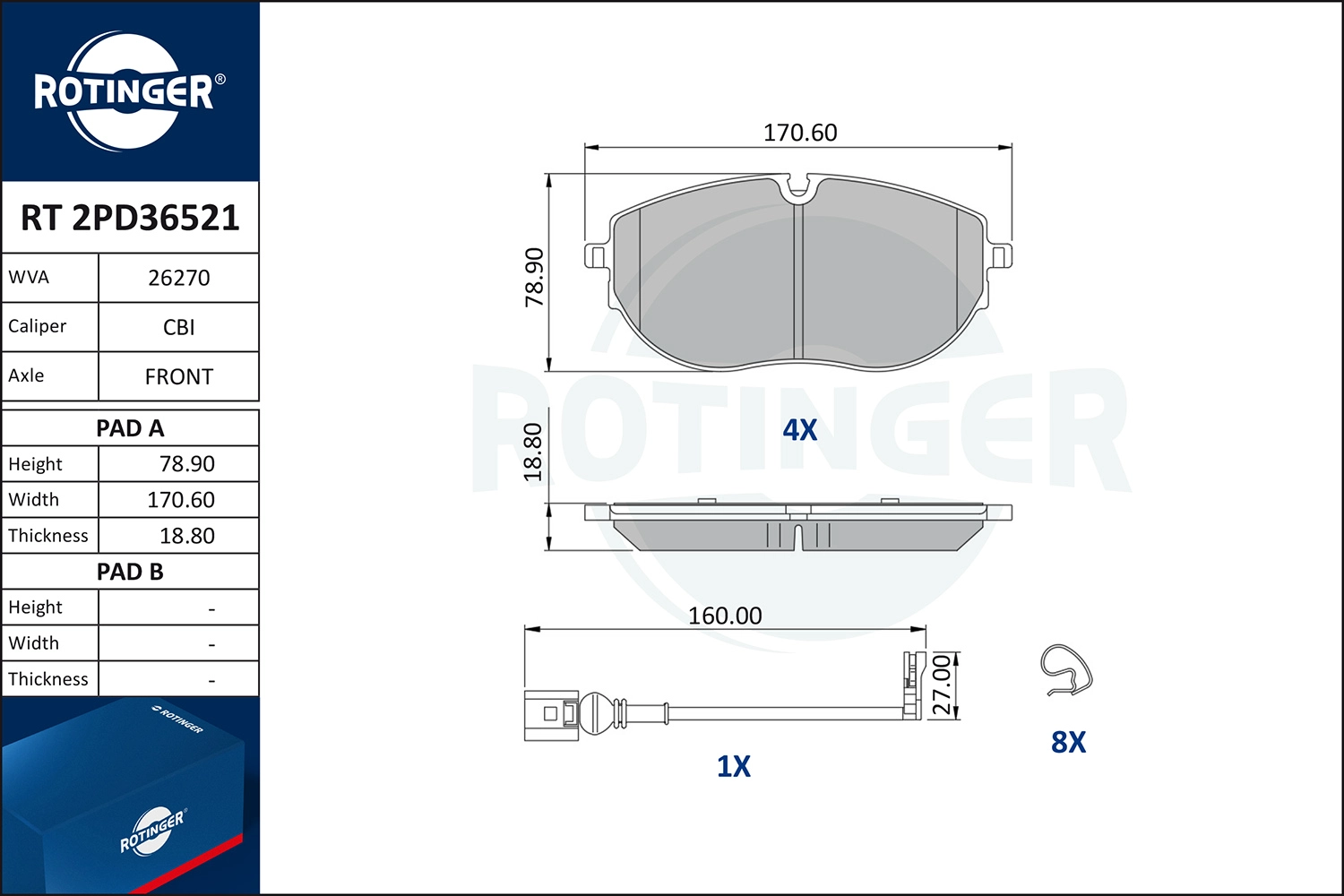 Brake Pad Set, disc brake (RT 2PD36521)