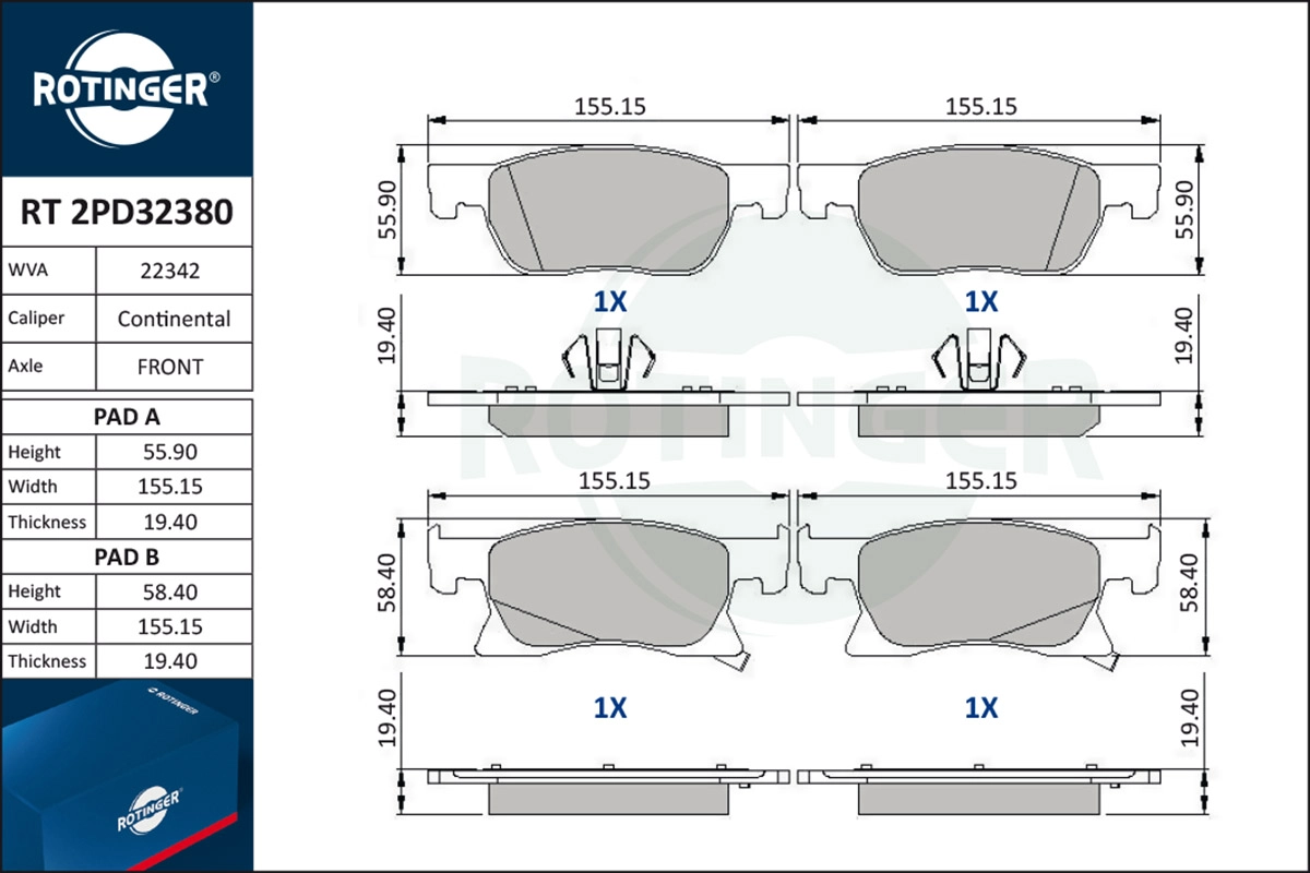 Brake Pad Set, disc brake (RT 2PD32380)