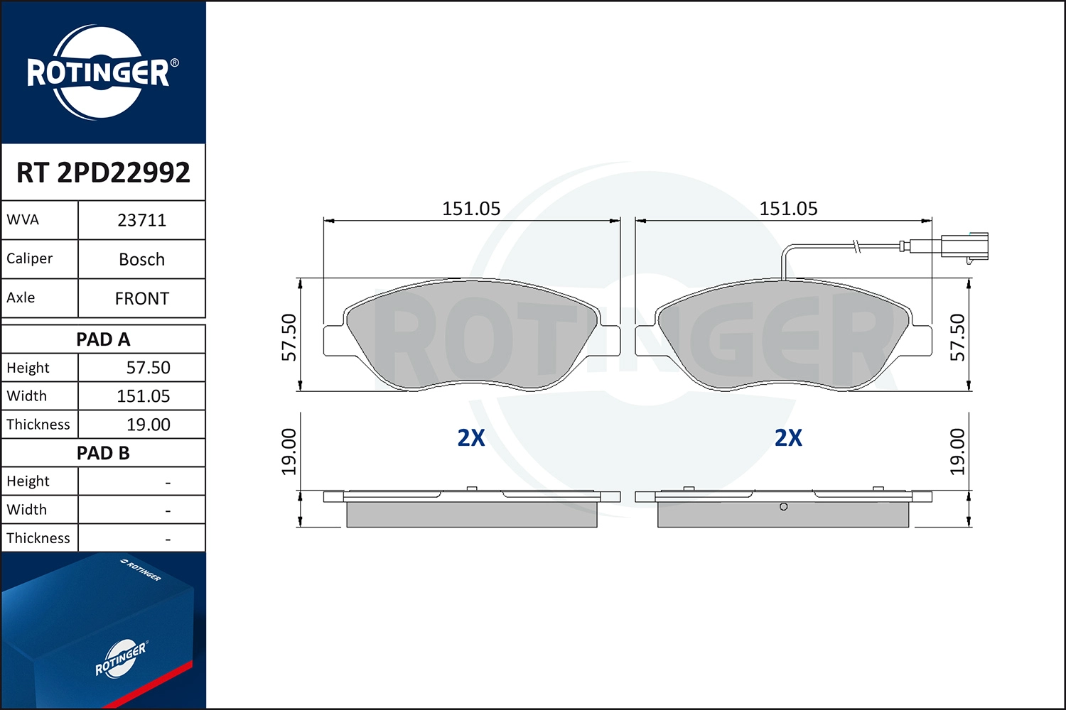 Brake Pad Set, disc brake (RT 2PD22992)
