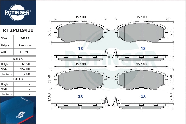 Brake Pad Set, disc brake (RT 2PD19410)