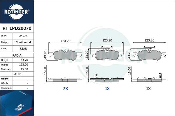 Brake Pad Set, disc brake (RT 1PD20070)