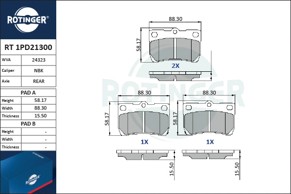 Brake Pad Set, disc brake (RT 1PD21300)