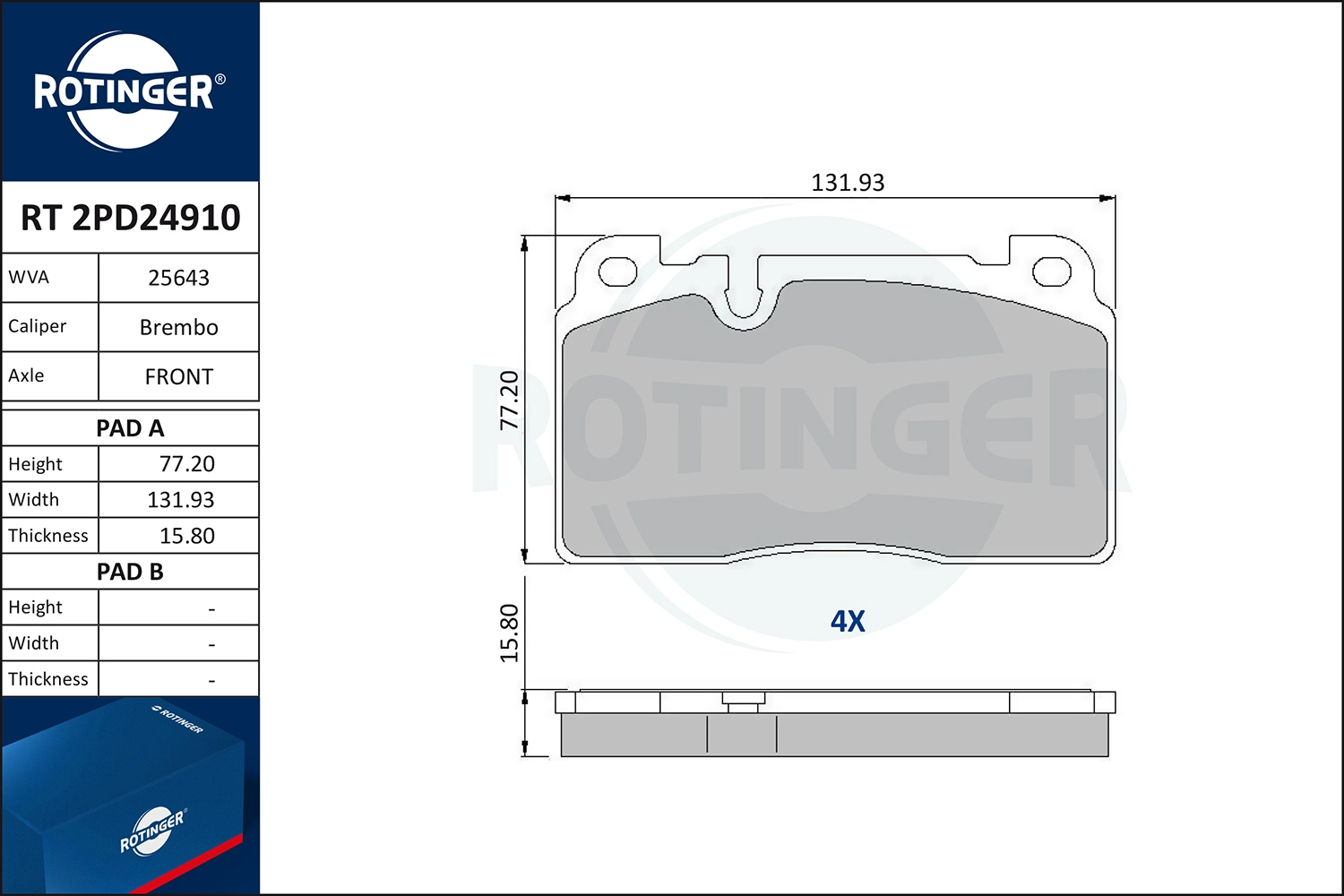 Brake Pad Set, disc brake (RT 2PD24910)