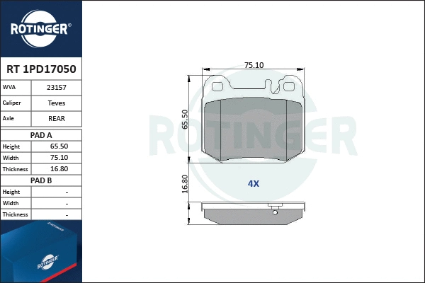 Brake Pad Set, disc brake (RT 1PD17050)