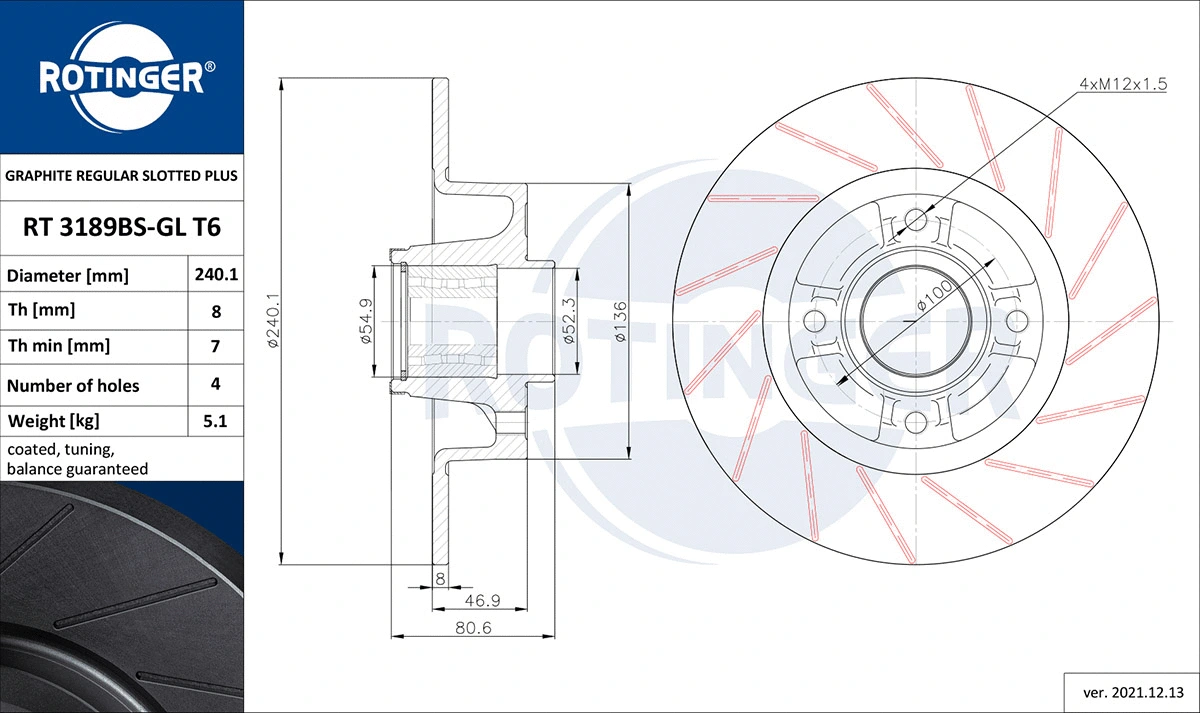 Brake Disc (RT 3189BS-GL T6)