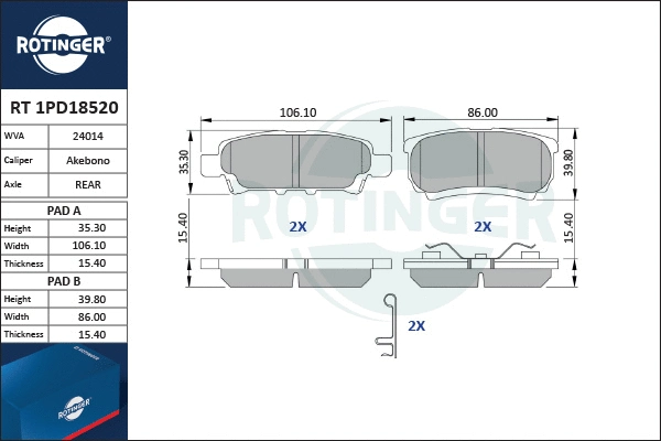 Brake Pad Set, disc brake (RT 1PD18520)