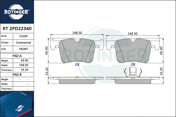 Brake Pad Set, disc brake (RT 2PD22340)