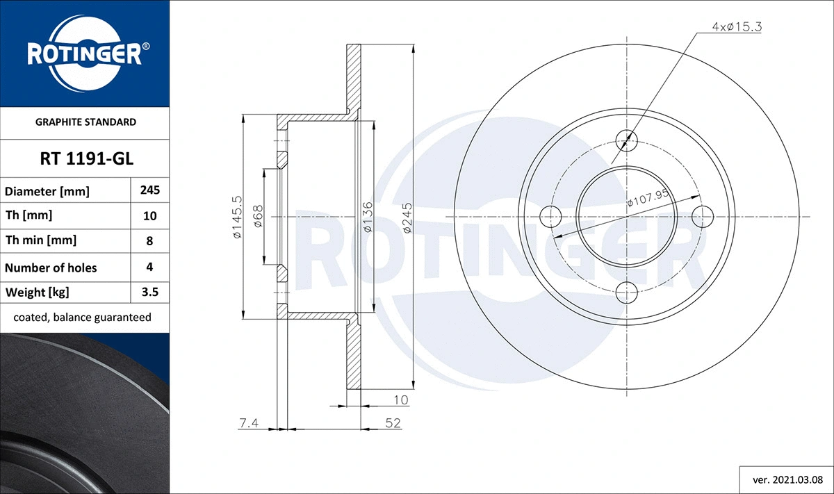 Brake Disc (RT 1191-GL)