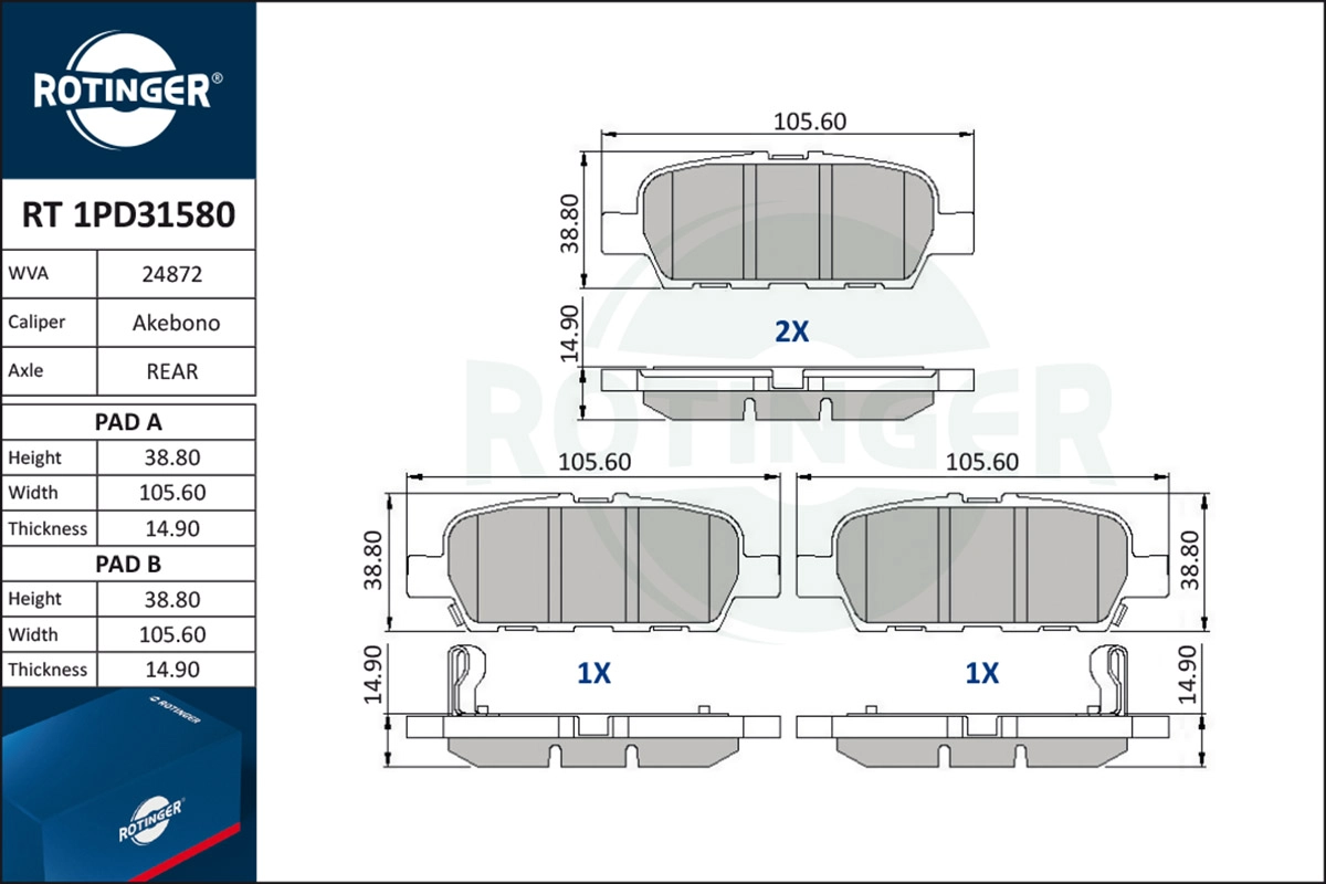 Brake Pad Set, disc brake (RT 1PD31580)