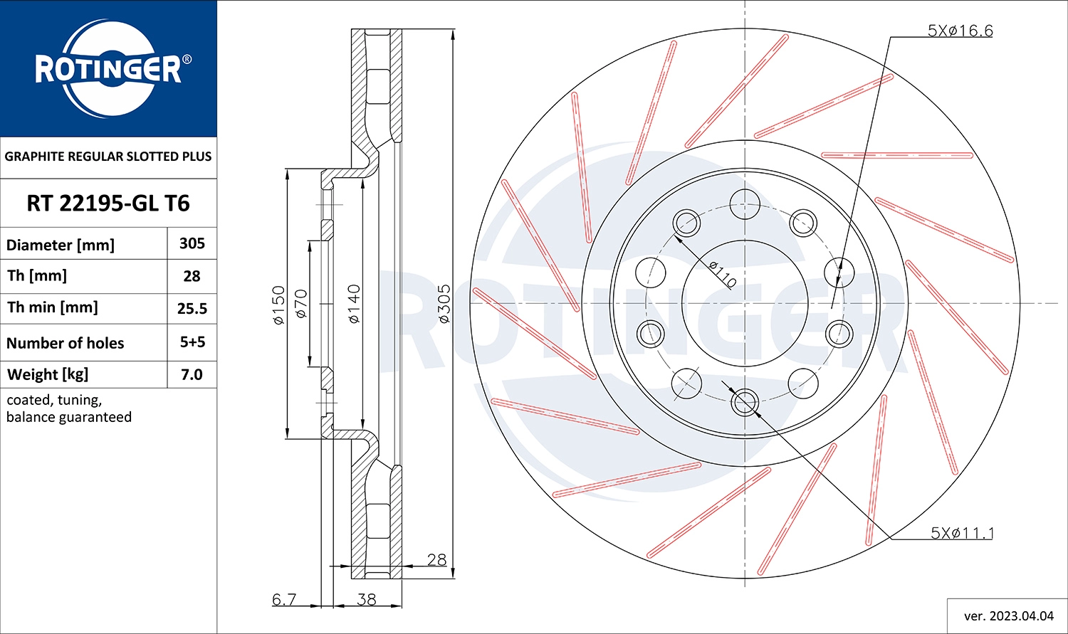 Brake Disc (RT 22195-GL T6)